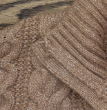 A New Day Long Sleeve Turnover Split Neck Cable Knit Pullover Sweater Brown 1X