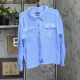 Anybody Womens Button Front Washed Waffle Knit Button Front Top French Blue M