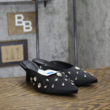 A New Day Womens Katia Heels Mule Rhinestone Satin 94663379 Black 7M