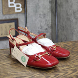 A New Day Square Toe Mary Jane Slingback Block Heel Patent 94305222 Red 8.5M