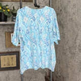 Denim + Company Womens Plus Size V-Neck Pullover Blouse Shirt Top Blue 3X