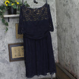 Kiyonna Luna Mesh Lace 3/4 Sleeve Cocktail Midi Dress 12120901 Indigo Blue 2X