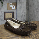 Clarks Women's Suede Moc Indoor and Outdoor Slipper Dark Brown 10M
