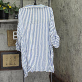 Raviya Womens Plus Size Striped Tunic Shirt Swim Cover-Up Blue / White 1X