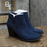 Style & Co. Womens Masrinaaf Suede Block Heel Booties MASRINAAF Navy Blue 7M
