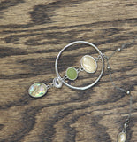 Express Oval Bead Circle Pendant Dainty Chain Necklace Silver Gray / Green 30"