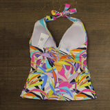 Bleu By Rod Beattie Living Color Halter Tankini Swimsuit Top White Multi 14