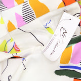 Ny Collection Short Sleeve Midi Length Jacquard Dress Country Painting White S