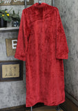Charter Club Womens Long Plush Zip-Front Robe 100190770MS Fire Brick L