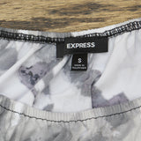 Express Womens Mixed Media Knit Off the Shoulder Blouse Shirt Top Black Gray S