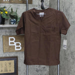 Wonderwink Womens Unisex V-Neck Top Shirt Chocolate Brown XS