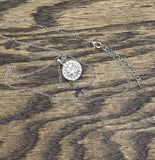 Crystal Halo Medallion Pendant Necklace Silver Gray / Clear 18" + 2"