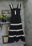 Aqua Womens Smocked Lace Inset Midi Dress S1438DBL Ivory / Black XL