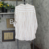COTTON ON Womens Striped Swing Beach Button Up Cover Up Shirt Multi Brown M