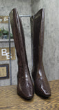 INC International Concepts Sameya Mid-Heel Knee High Boots Brown Croc 10.5M