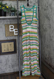 Miken Juniors Striped Low-Back Dress Swim Cover Up I9083K795 Ivory / Green S