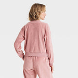 Universal Thread Womens Leisure Studio Velour Pullover Sweatshirt Mauve Pink M