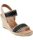 Easy Spirit Womens Ariella Espadrille Wedge Sandals Black / Natural Brown 7M