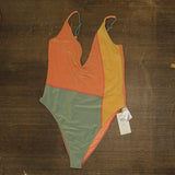 O'Neill Mirage Colorblocked Edgewater One-Piece Swimsuit Pink Multi Lurex 2XL