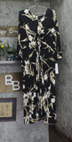 Calvin Klein Printed Twist-Front 3/4 Sleeve Maxi Dress Black Oyster Multi 16W