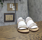 Wild Pair Womens Ginnie Embellished Flat Sandals Banded Silver Bling Gray 9M