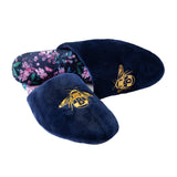 Bridgerton Izzy & Liv Womens Enchanting Floral Bee Slippers Navy Blue 6M