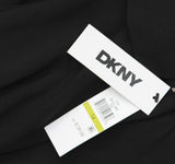 DKNY Womens Studded Short Sleeve Leather Detail Flare Sheath Dress Black 14