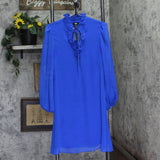 DKNY Womens Ruffled Above Knee Sheath Dress DD1JI167 Blue 6