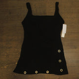 Beyond Control Womens Grommet-Detail Square-Neck Swim Dress Black 16