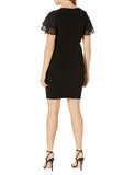 Jessica Howard Butterfly Sleeve Side Tuck Tulip Wrap Sheath Dress Black 10