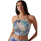Guess Eco Sleeveless Gaelle Crop Top W5GH74WH9Z2 Fiji Palm Print Blue Multi M