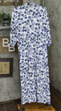 Ny Collection Womens Petites Crinkle Tiered Maxi Dress PCOD0984 Blue / White PL