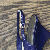 AK Anne Klein Womens Vintage Patent Strappy Wedges 1673d85fa81e1a Blue 6M