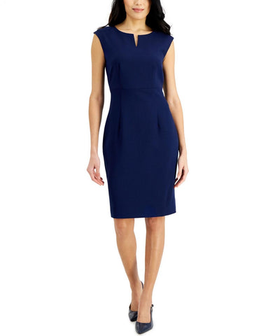 Kasper Womens Notched-Neck Sheath Dress 10814688 Navy Blue 6