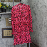 Tommy Hilfiger Womens Floral-Print Chiffon Fit & Flare Dress Red Black Floral 14