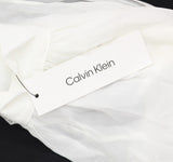 Calvin Klein Neck Chiffon Waist Tie Sash Crepe Skirted Dress Cream / Black 14