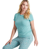 State of Day Womens Cotton Blend Short-Sleeve Sleep Tee Canton Blue Green XL