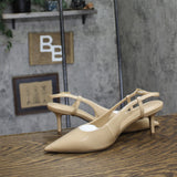 Tommy Hilfiger Cerizza Patent Faux Leather Slingback Pumps Ivory Brown 9.5M