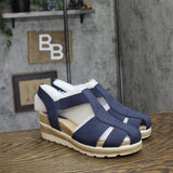Easy Street Womens Freeport Wedge Heeled Sandals FREEPORT Navy Blue 8.5M