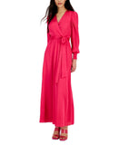 Inc International Concepts Surplice-Neck Smocked-Cuff Maxi Dress Pink 14