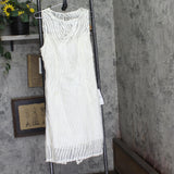 Adrianna Papell Sheer Embroidered Cocktail Sheath Dress Ivory Off White 14