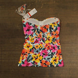 Anne Cole Womens Gradient Floral Twist Front Bandeaukini Swim Top Pink Multi XS
