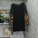 Msk Womens Petite Round-Neck Contrast-Long Sleeve Dress 91013864Z Black PXL