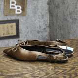 A New Day Womens Camille Satin Slingback Bow Flats 94648293 Brown 7.5M