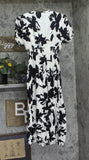 Seven Islands Womens Woven V-Neck Maxi Puff Sleeve Dress Black / White 1X