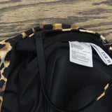 Bar III Womens Lace-Up Cheetah Print One Piece Swimsuit Natural Brown L