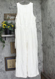 A New Day Elastic Waist Gauze Jumpsuit with Side Pockets Cream Off White L