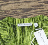Notations Womens Knit Roll Tab Knit Shirt Top Green Black Multi PXL