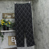 Alfani Womens Ribbed Wide-Leg Pull-on Pants 100131741MS Black Monic Plaid S