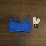Salt + Cove Rib Scrunch Scoop-Neck Bralette Bikini Top Cosmic Cobalt Blue XS